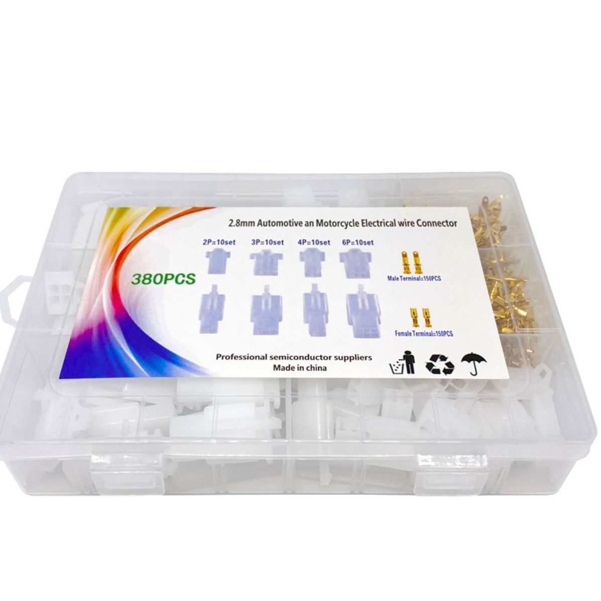 接続コネクター 端子 オス メス セット 380ピース 圧着端子 ギボシ 接続 スリーブ DIY 配線 加工 車 バイク カスタム|SOLVIONA