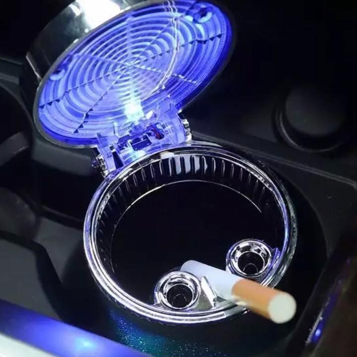灰皿 車載用 おしゃれ 光る LED タバコ 火消し コンパクト LED付シガー灰皿|SOLVIONA