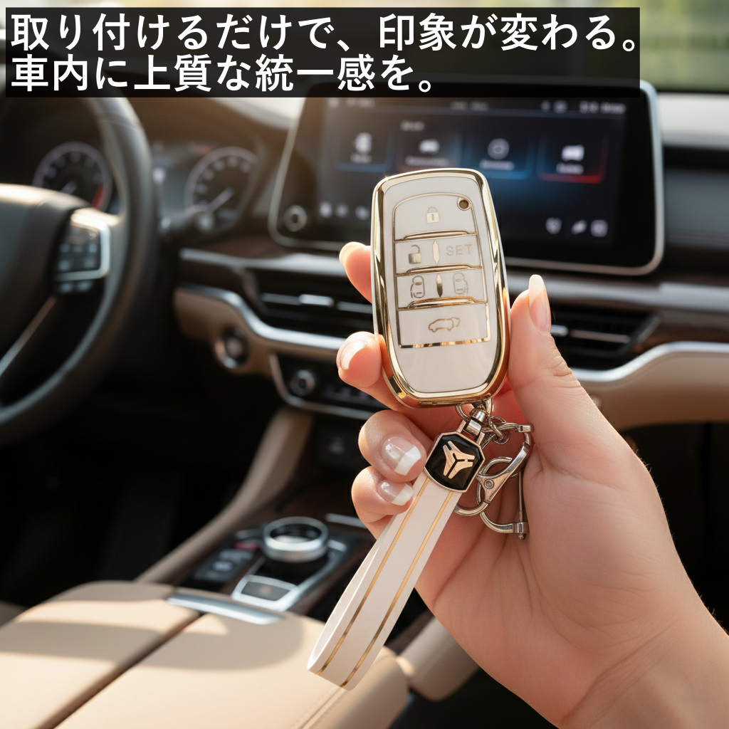 30系　アルファード／ヴェルファイア　前期／後期　６ボタン用　スマートキーカバー　フルカバータイプ　TPU　ホワイト｜SOLVIONA