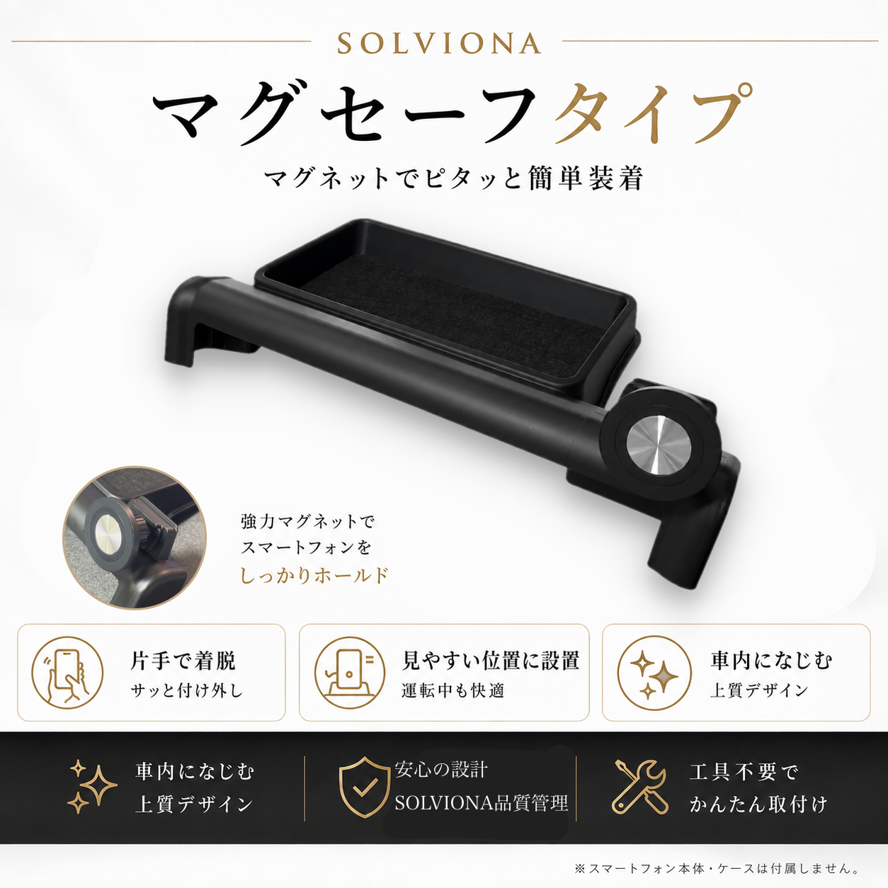 40系　アルファード／ヴェルファイア　スマートフォンホルダーモニター取付タイプ　収納付き 　トレイ付き　１セット｜SOLVIONA