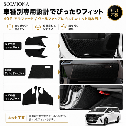 40系アルファード/ヴェルファイア専用　キックガードプロテクター　3点セット　シールタイプ　カット済み