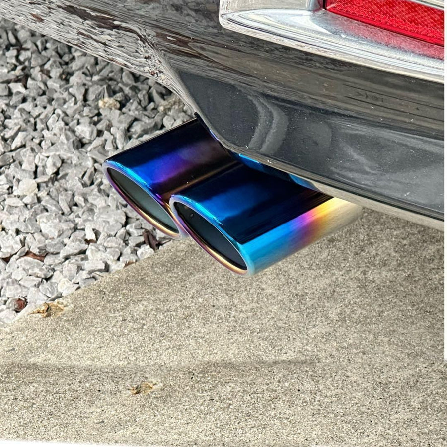 汎用 マフラーカッター ストレート用 チタン調 焼き色 ステンレス製 2本出し 38〜58mm対応 デュアルタイプ マフラーエンド パイプ 外装 カスタム パーツ ドレスアップ 車用｜SOLVIONA