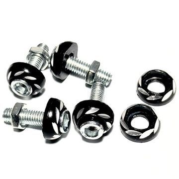 カラードワッシャー　 ブラック　 4本セット　M6　ボルト　ナット　ワッシャー　ドレスアップ　カスタム　ネジ　固定　カラー　おしゃれ　汎用　カラーワッシャー　セット　アルミ　盗難防止　いたずら　防止｜SOLVIONA