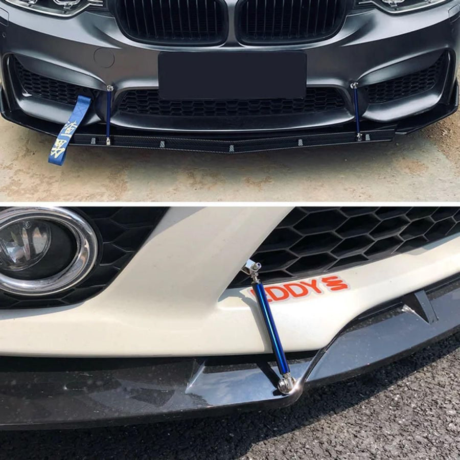 【汎用】コネクションロッド 20cm ブルー 2本セット バンパー スポイラー 固定 補強 カナード サポート アルミ製 リップステー ドレスアップ カスタム パーツ　200mm｜SOLVIONA