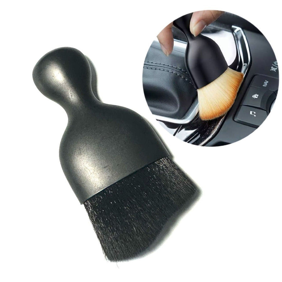 車載用ブラシ　ブラック×ブラック　掃除　洗車　コンパクト　便利　極細ブラシ　洗浄　メンテナンス　綺麗　小型　ケース付　極細毛　キーボード　インテリア　ダッシュボード　ちりとり　ホコリ　トヨタ　日産　ホンダ　レクサス｜SOLVIONA