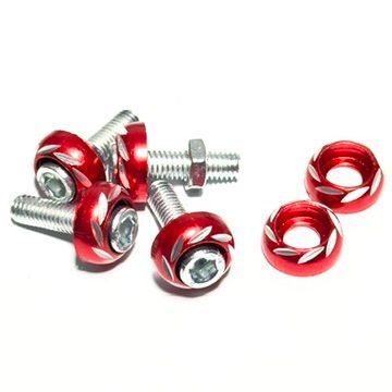 カラードワッシャー　4本セット　M6 　赤　レッド　ボルト　ナット　ワッシャー　ドレスアップ　カスタム　ネジ　固定　カラー　おしゃれ　汎用カラーワッシャー　アルミ　盗難防止　いたずら　防止｜SOLVIONA