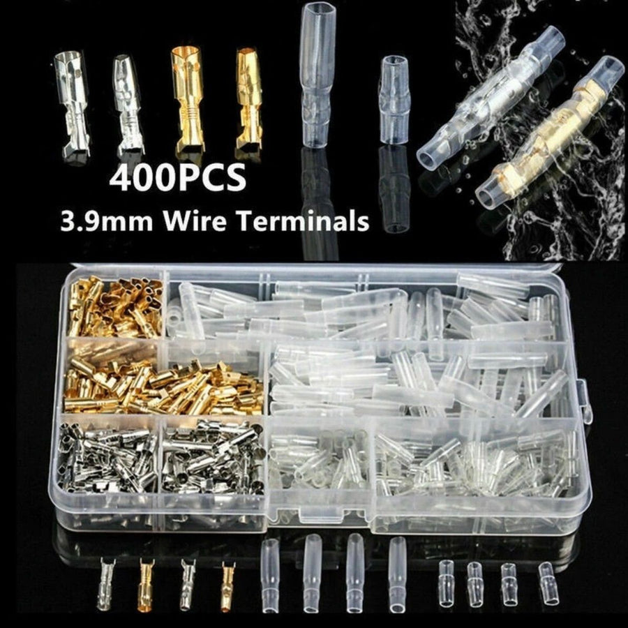 ギボシ端子セット　端子　オス　メス　セット　400ピース　圧着端子　ギボシ　接続　スリーブ　DIY 配線　加工　車　バイク　カスタム｜SOLVIONA