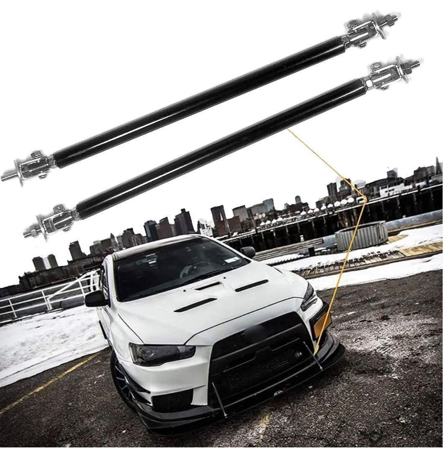 コネクションロッド　黒　汎用　20cm 　伸縮ロッド　バンパー　デヒューザー　スポイラー　固定　補強　カナード　GTウィング　サポート　２本　ドレスアップ　カスタム　リップスポイラ｜SOLVIONA