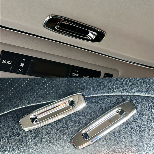 サンルーフトリム　アルファード　ヴェルファイア 　前後2ピースセット　ガーニッシュ　サンルーフ　取手　車種別専用　簡単取付　カスタム　ドレスアップ　天窓　ルーフ｜SOLVIONA