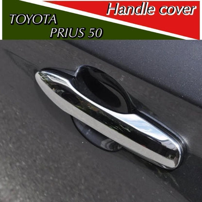 ドアハンドルカバー　プリウス　50系　カローラ　ヤリス　メッキハンドルカバー　ハンドルガーニッシュ　メッキカバー　ドレスアップ　傷防止　カスタム　トリムカバー　鏡面　簡単取付　ドアノブ　アウタードア　全４ピース｜SOLVIONA