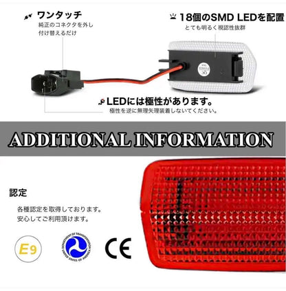 30系　アルファード／ヴェルファイア　18発LED純正交換用カーテシランプ　発光色：レッド　US仕様　2個セット｜SOLVIONA