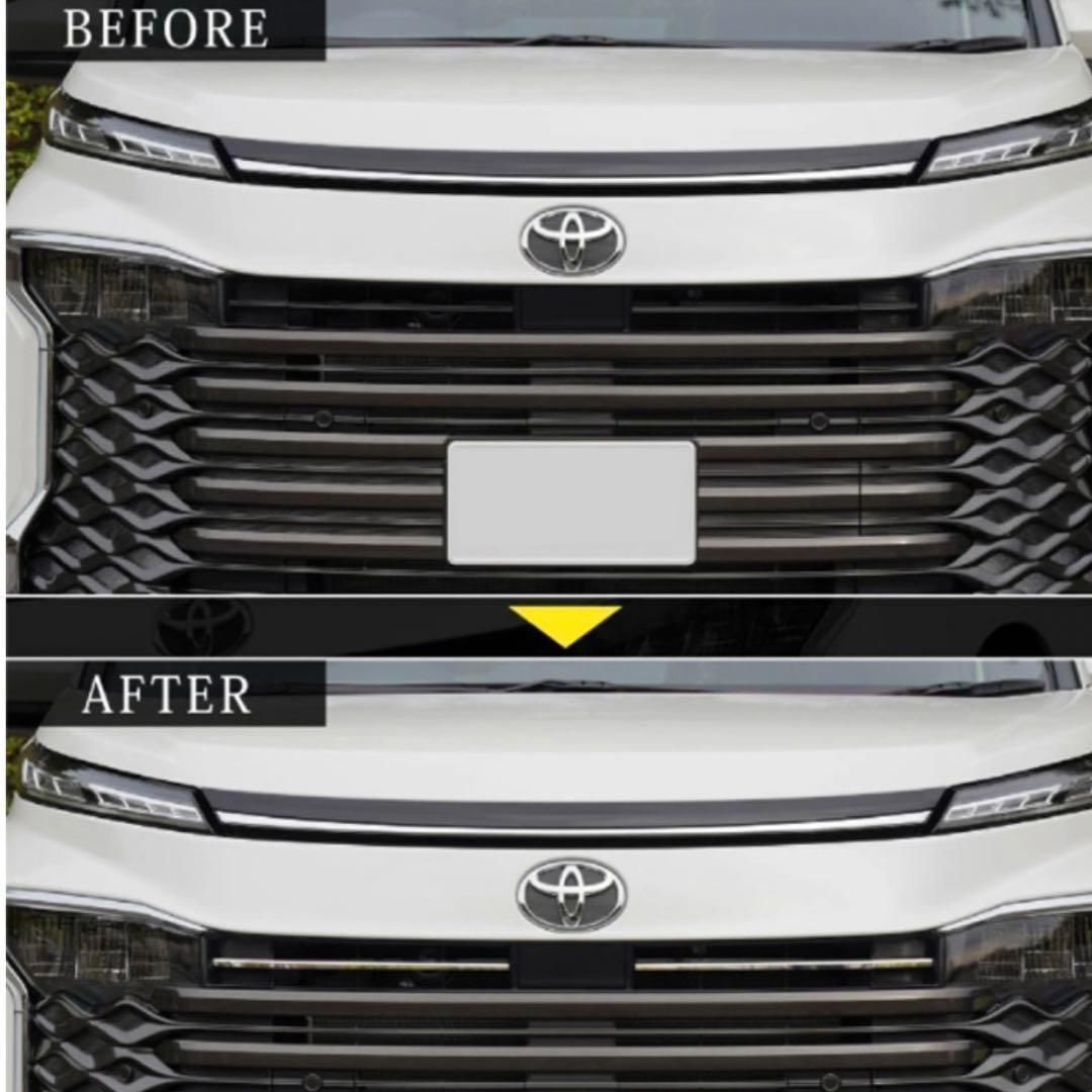 ヴォクシー　90系　 VOXY 　フロントグリルガーニッシュ　メッキカバー　カスタムグレード　専用　鏡面メッキ　ボンネット　カスタム　ドレスアップ　装飾 トリムカバー　メッキカバー　簡単取付　ステンレス　2ピース　エアロ｜SOLVIONA