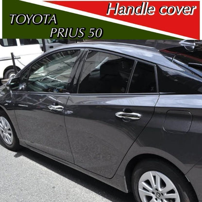 ドアハンドルカバー　プリウス　50系　カローラ　ヤリス　メッキハンドルカバー　ハンドルガーニッシュ　メッキカバー　ドレスアップ　傷防止　カスタム　トリムカバー　鏡面　簡単取付　ドアノブ　アウタードア　全４ピース｜SOLVIONA