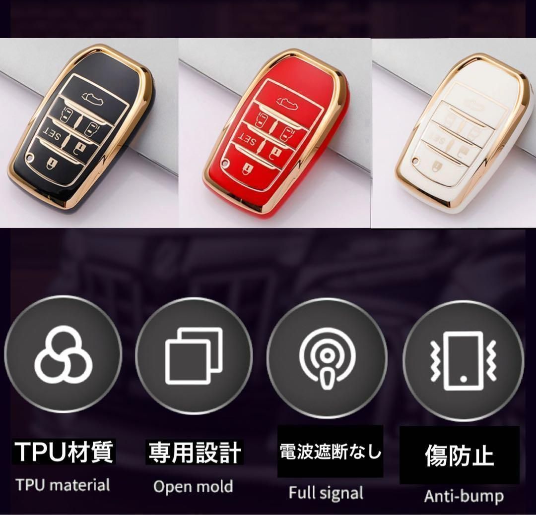 30系　アルファード／ヴェルファイア　前期／後期　６ボタン用　スマートキーカバー　フルカバータイプ　TPU　レッド｜SOLVIONA