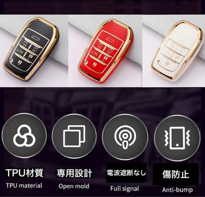 30系　アルファード／ヴェルファイア　前期／後期　６ボタン用　スマートキーカバー　フルカバータイプ　TPU　レッド｜SOLVIONA
