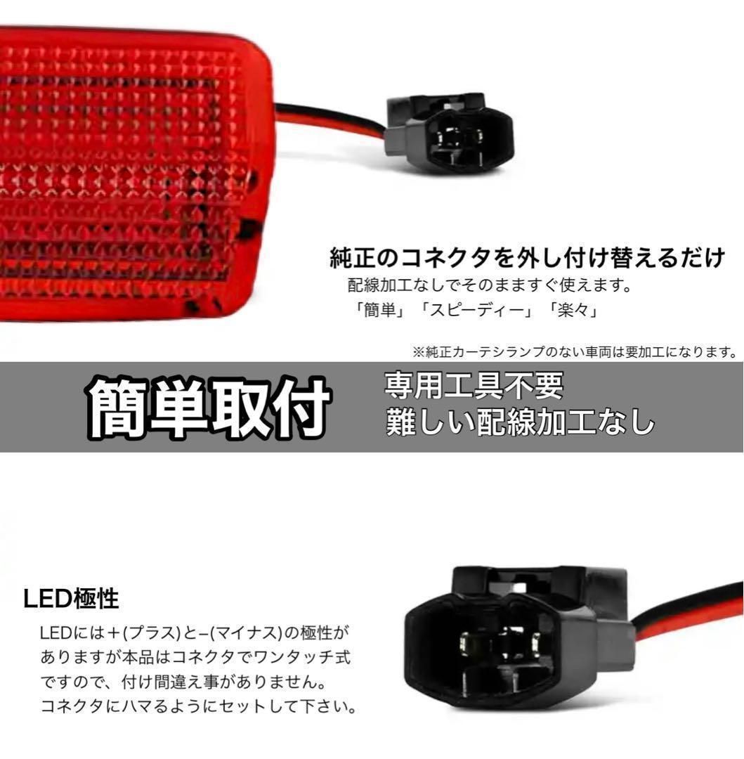30系　アルファード／ヴェルファイア　18発LED純正交換用カーテシランプ　発光色：レッド　US仕様　2個セット｜SOLVIONA