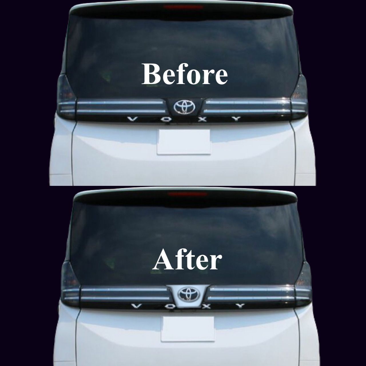 エンブレムガーニッシュ  ヴォクシー　リア　エンブレム　ガーニッシュ　90系　全グレード対応　簡単取付　車種別専用設計　リアゲート　トヨタマーク　エアロパーツ　トリム　カスタム　ドレスアップ｜SOLVIONA