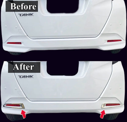 ルーミー　リフレクターガーニッシュ　トール　タンク　ジャスティー　メッキカバー　ドレスアップ　カスタム　ROOMY THOR JASTY TANK 簡単取付　反射板　2ピース　 社外品　バンパー｜SOLVIONA