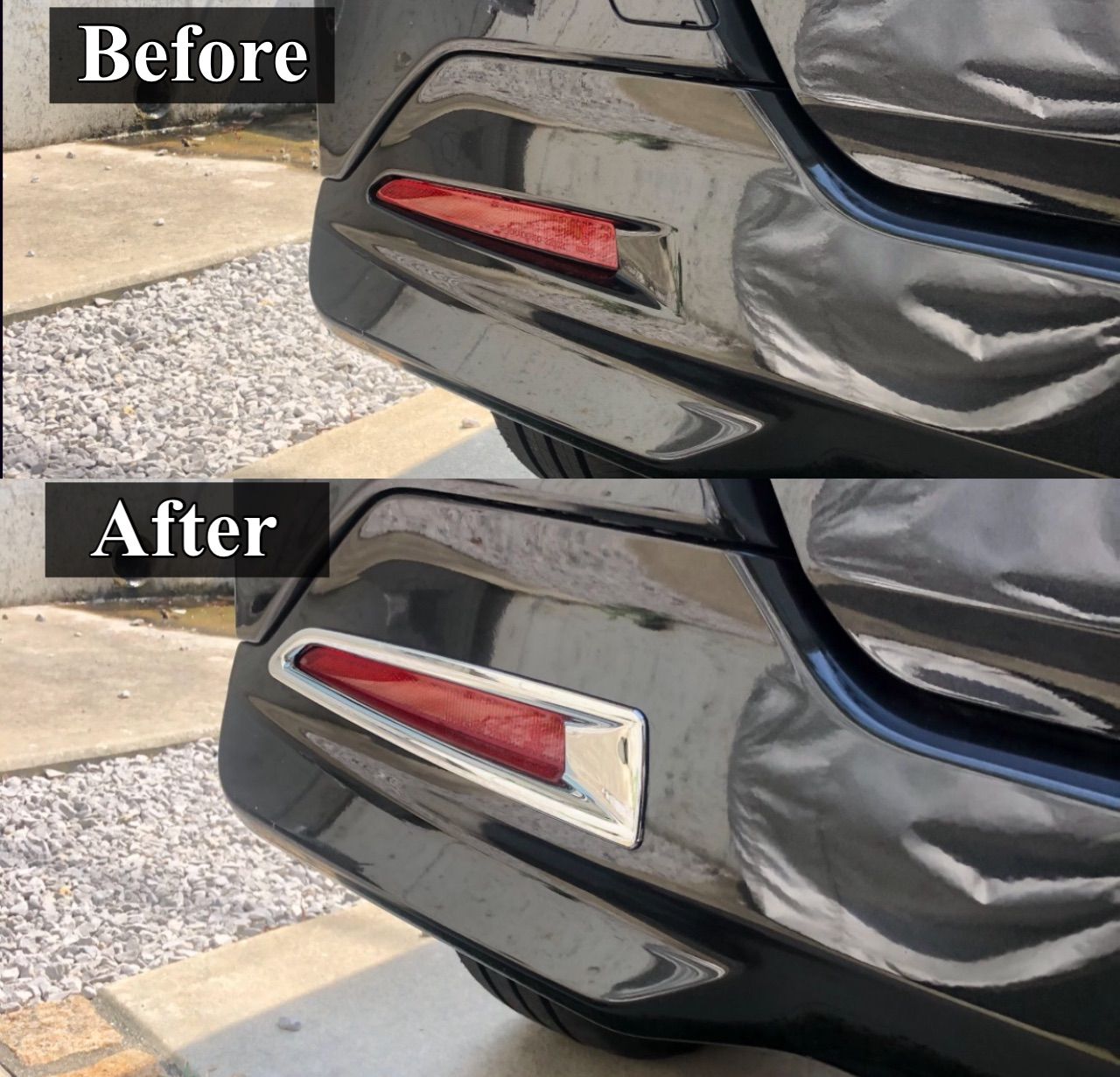 ルーミー　リフレクターガーニッシュ　トール　タンク　ジャスティー　メッキカバー　ドレスアップ　カスタム　ROOMY THOR JASTY TANK 簡単取付　反射板　2ピース　 社外品　バンパー｜SOLVIONA