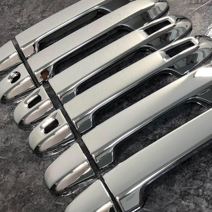 ノア　ヴォクシー　80系　ドアハンドルカバー　全12ピース　全グレード対応　VOXY NOAH　専用設計　ドレスアップ　カスタム　エアロパーツ　鏡面メッキ　両面テープ　ABS樹脂　トリムカバー　アウターハンドル　簡単取付｜SOLVIONA