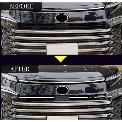 ヴォクシー　90系　 VOXY 　フロントグリルガーニッシュ　メッキカバー　カスタムグレード　専用　鏡面メッキ　ボンネット　カスタム　ドレスアップ　装飾 トリムカバー　メッキカバー　簡単取付　ステンレス　2ピース　エアロ｜SOLVIONA