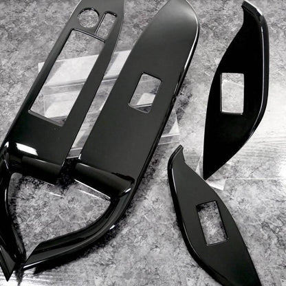 ノア　ヴォクシー　90系　ウィンドウスイッチパネル　ピアノブラック　NOAH VOXY インテリアパネル　一台分　内装品　簡単取付　ドレスアップ　カスタム　ドアスイッチ　カバー　パワーウィンドウ　パネルガーニッシュ｜SOLVIONA