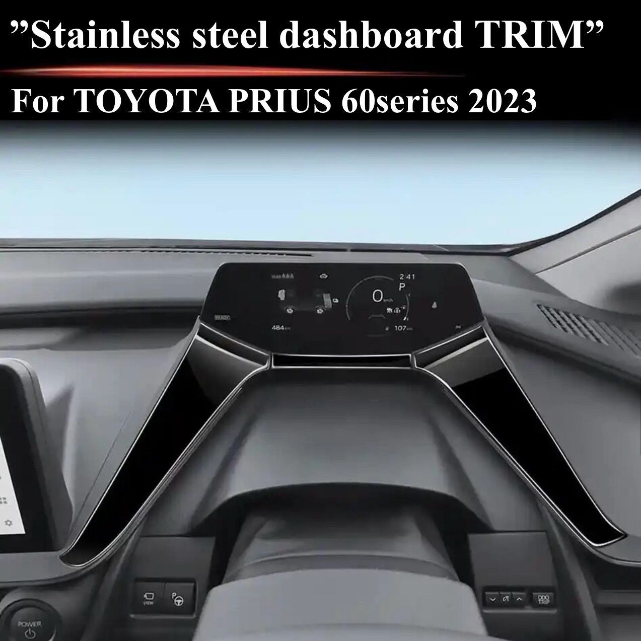 ダッシュボードトリム　60系　プリウス　専用　全グレード対応　ピアノブラック　ステンレス製　インテリア　パネル　ガーニッシュ　メーター　車内　ドレスアップ　カスタム　簡単取付｜SOLVIONA