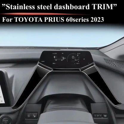 ダッシュボードトリム　60系　プリウス　専用　全グレード対応　ピアノブラック　ステンレス製　インテリア　パネル　ガーニッシュ　メーター　車内　ドレスアップ　カスタム　簡単取付｜SOLVIONA