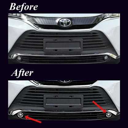 ハリアー　80系 　全グレード対応　車種別専用　フォグランプガーニッシュ　2ピース1台分　カスタム　ドレスアップ　簡単取付　車種別専用　HARRIER　フォグライト　メッキカバー　フロント　バンパー　装飾｜SOLVIONA