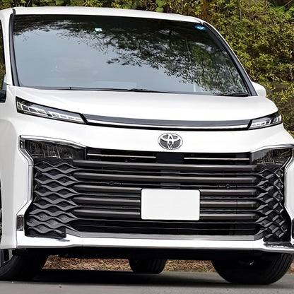 ヴォクシー　90系　 VOXY 　フロントグリルガーニッシュ　メッキカバー　カスタムグレード　専用　鏡面メッキ　ボンネット　カスタム　ドレスアップ　装飾 トリムカバー　メッキカバー　簡単取付　ステンレス　2ピース　エアロ｜SOLVIONA