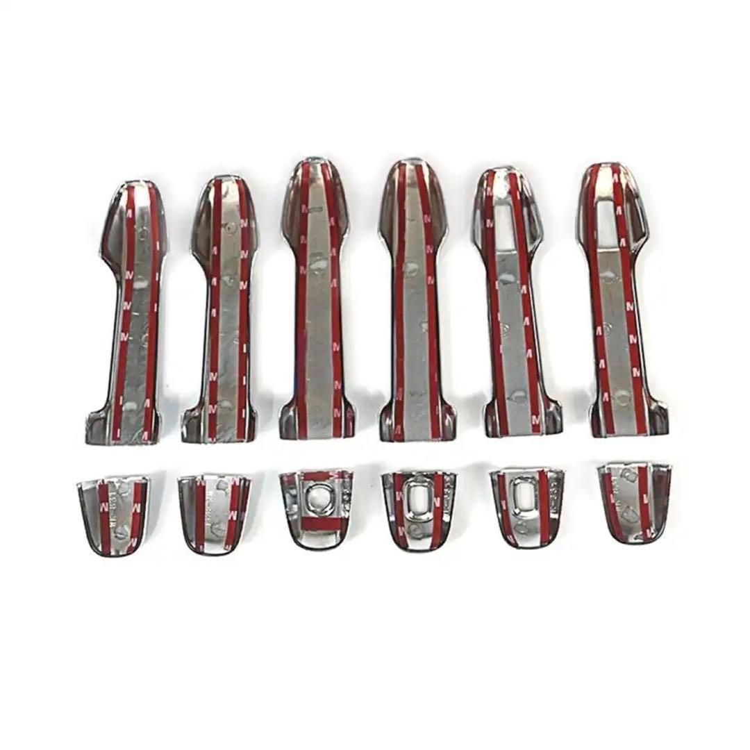 ノア　ヴォクシー　80系　ドアハンドルカバー　全12ピース　全グレード対応　VOXY NOAH　専用設計　ドレスアップ　カスタム　エアロパーツ　鏡面メッキ　両面テープ　ABS樹脂　トリムカバー　アウターハンドル　簡単取付｜SOLVIONA