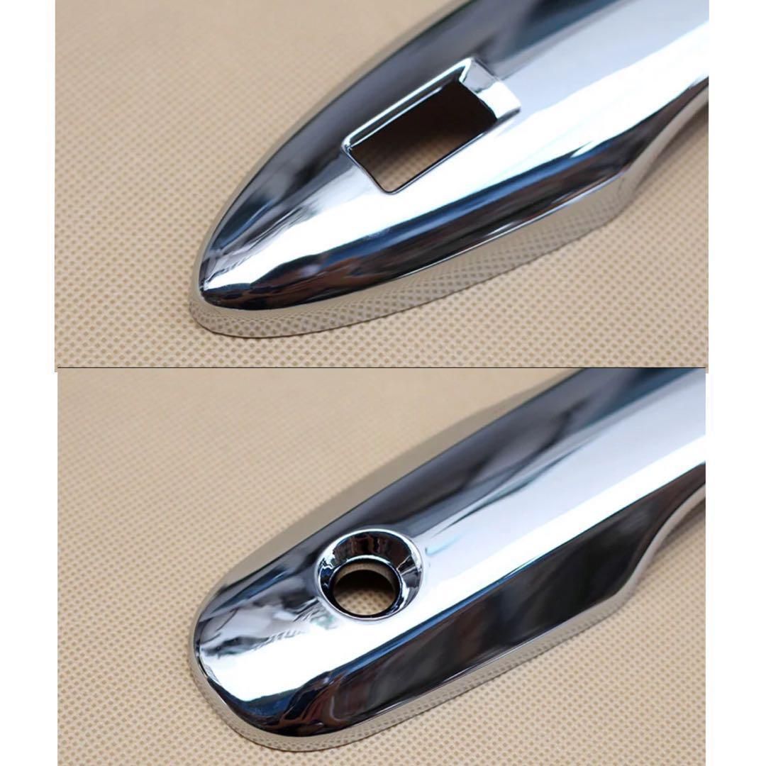 ドアハンドルカバー　プリウス　50系　カローラ　ヤリス　メッキハンドルカバー　ハンドルガーニッシュ　メッキカバー　ドレスアップ　傷防止　カスタム　トリムカバー　鏡面　簡単取付　ドアノブ　アウタードア　全４ピース｜SOLVIONA