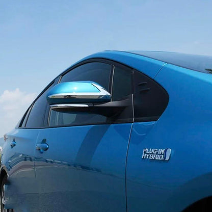 プリウス50系 ドアミラーガーニッシュ　全２ピース　ドレスアップ　サイドミラー　カスタム　車種別専用　鏡面メッキ　両面テープ　メッキ　ハイブリッド　C-HR　カムリ　PHV　外装　エアロパーツ　ABS樹脂　PRIUS｜SOLVIONA